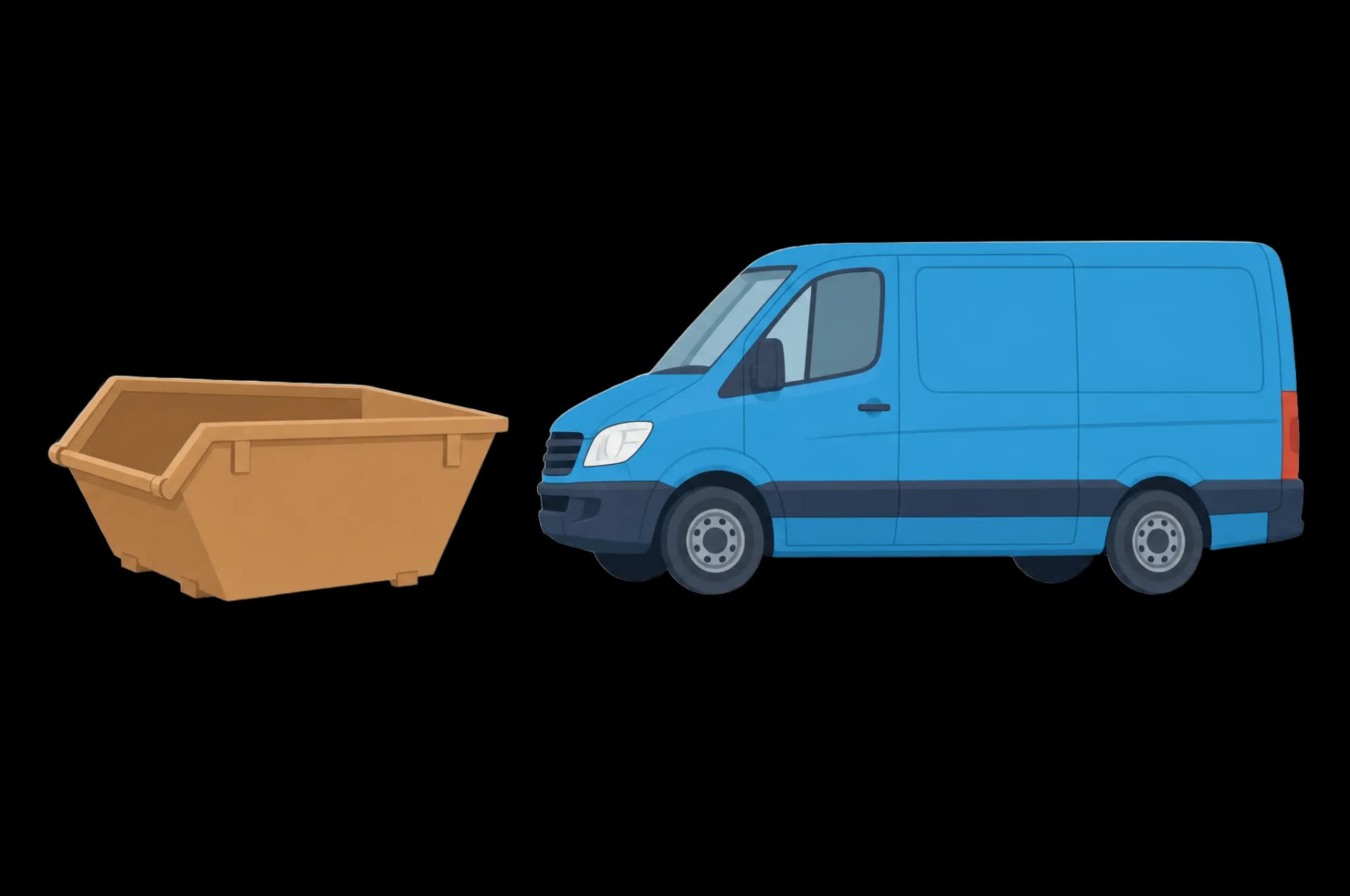 Illustration: Absetzcontainer und Transporter im Vergleich
