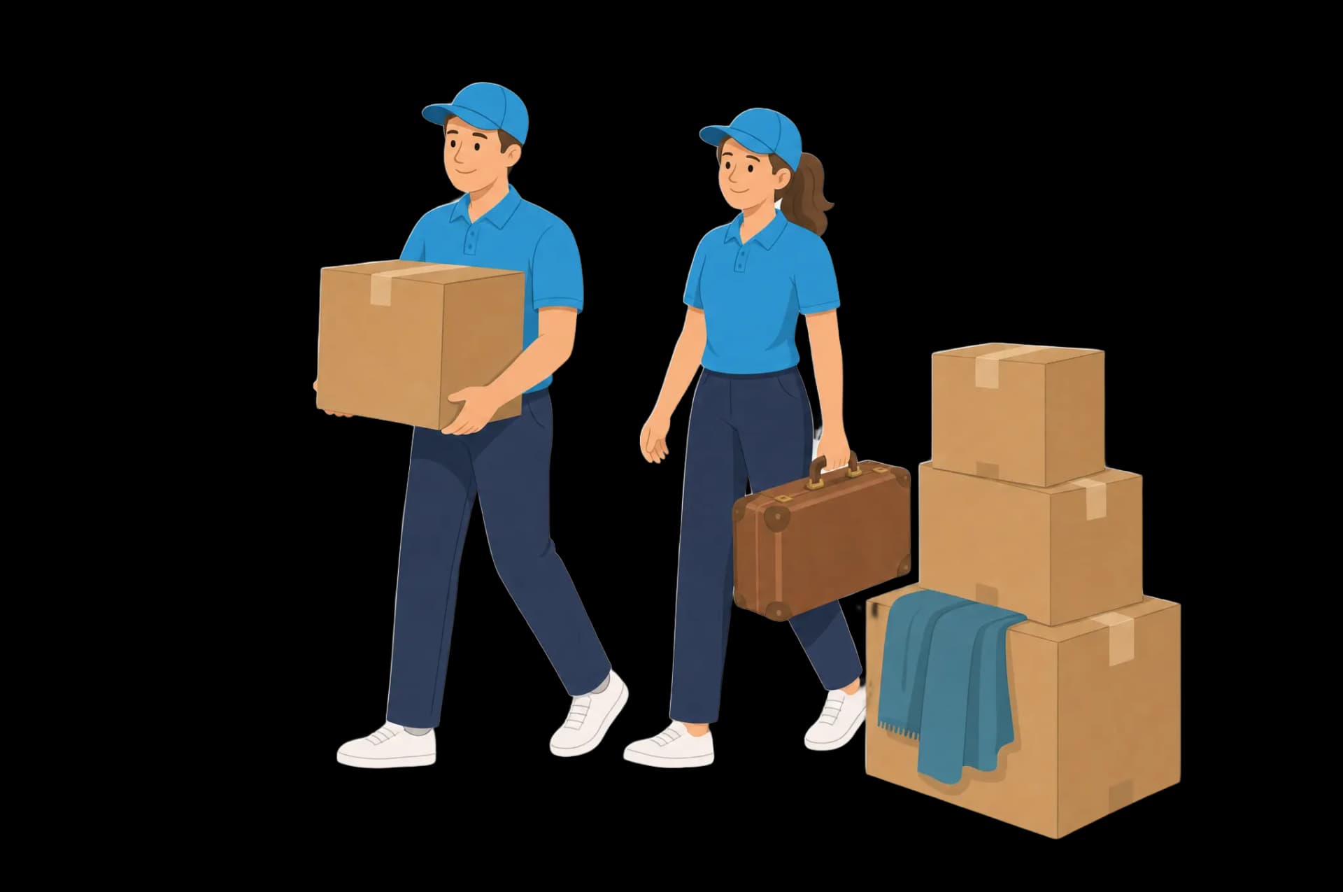 Illustration: Dachschräge mit Kartons unter einer Luke