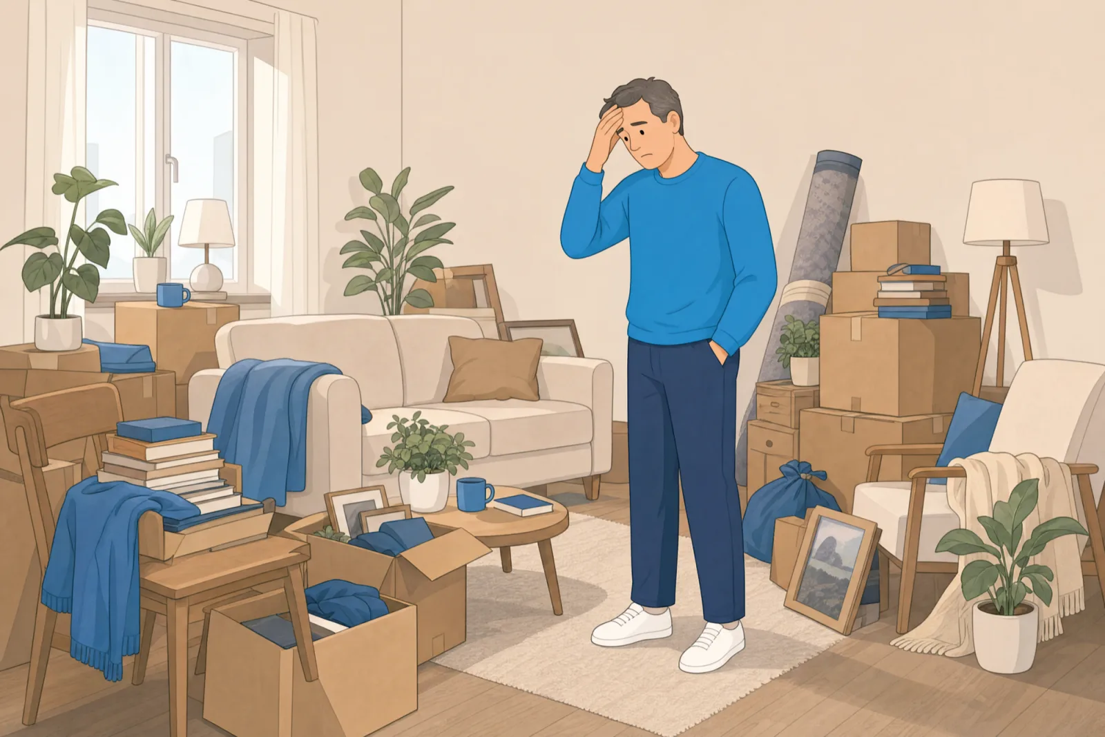 Illustration einer leeren, aber noch nicht hergerichteten Wohnung